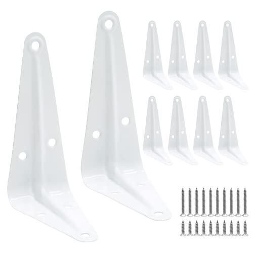 Uenhoy 10 Pack White Shelf Brackets 4 Inch Metal Floating Shelf Brackets Heavy Duty L Brackets for Shelves, Wall Mount Angle Corner Braces (4" x 3") - Image 1