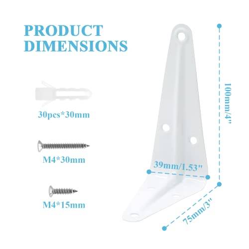 Uenhoy 10 Pack White Shelf Brackets 4 Inch Metal Floating Shelf Brackets Heavy Duty L Brackets for Shelves, Wall Mount Angle Corner Braces (4" x 3") - Image 4
