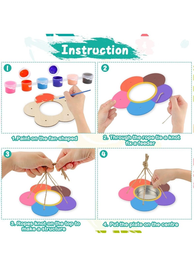 SOLARAE DIY Bird House Wind Chime Kits, Arts and Crafts Bird Feeders for Outside-3 Pack DIY Birdhouse Kit, Wooden House and Feeder, Wooden Arts for Girls Boys Toddlers Ages 3-5 8-12 - Image 2