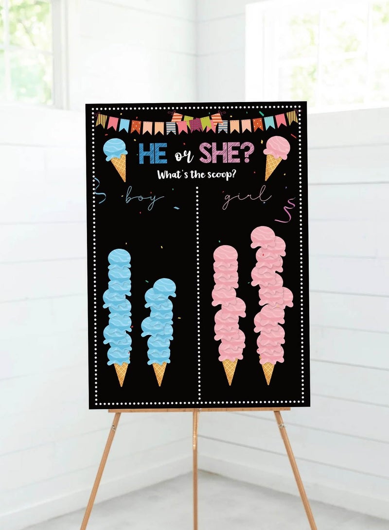 KASTWAVE Baby Gender Reveal Board, Party Supplies Kit with Decorations Games Gender Reveal Voting Poster Board with Stickers, Chalkboard Design Party Games Kit (Bee) - Image 3