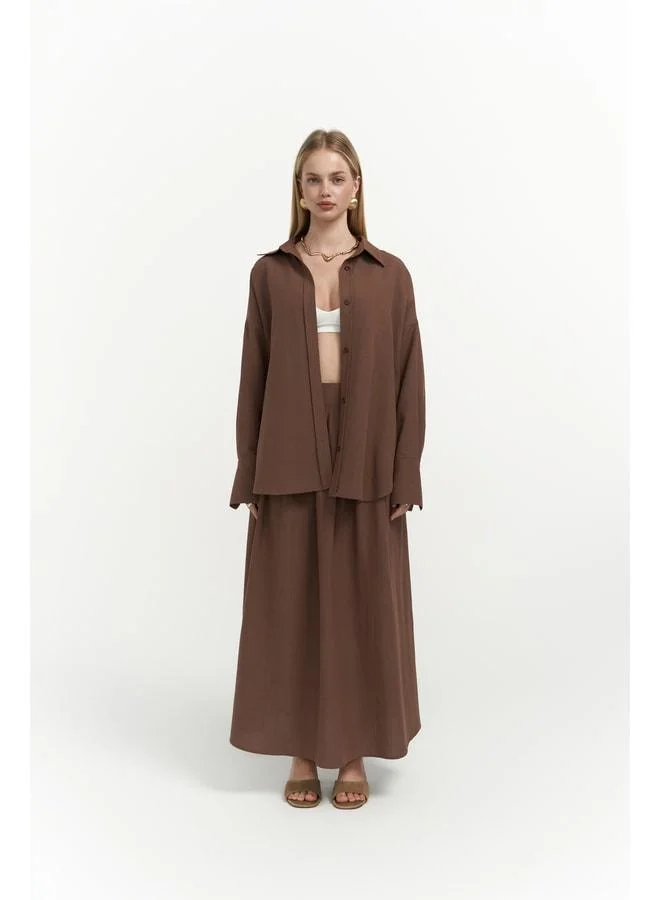Bohemai  Ambra Coffee Shirt Skirt Set. for Women | Best Price UAE