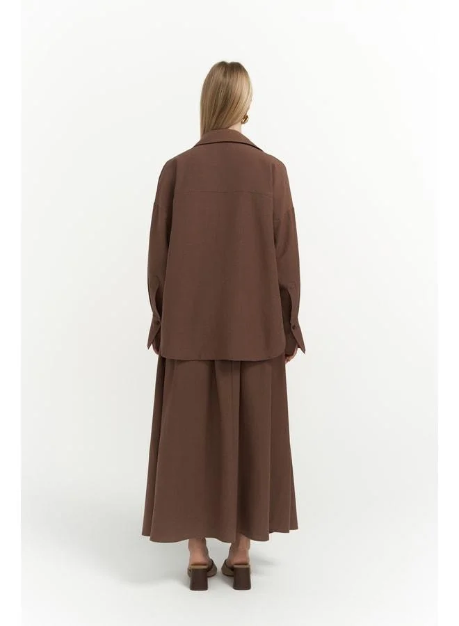 Bohemai  Ambra Coffee Shirt Skirt Set. for Women | Best Price UAE