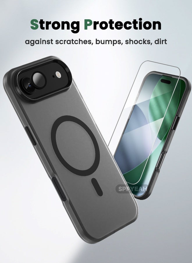 اس بي اف يا. [3 في 1] جراب iPhone 17 Air مع واقي شاشة من الزجاج المقوى عالي الدقة وواقي عدسة الكاميرا، متوافق مع MagSafe، مقاوم للصدمات ومضاد للسقوط والانزلاق، جراب صلب رفيع صديق للبشرة لهاتف iPhone 17 Air مقاس 6.5 بوصة، أسود شفاف - Image 3