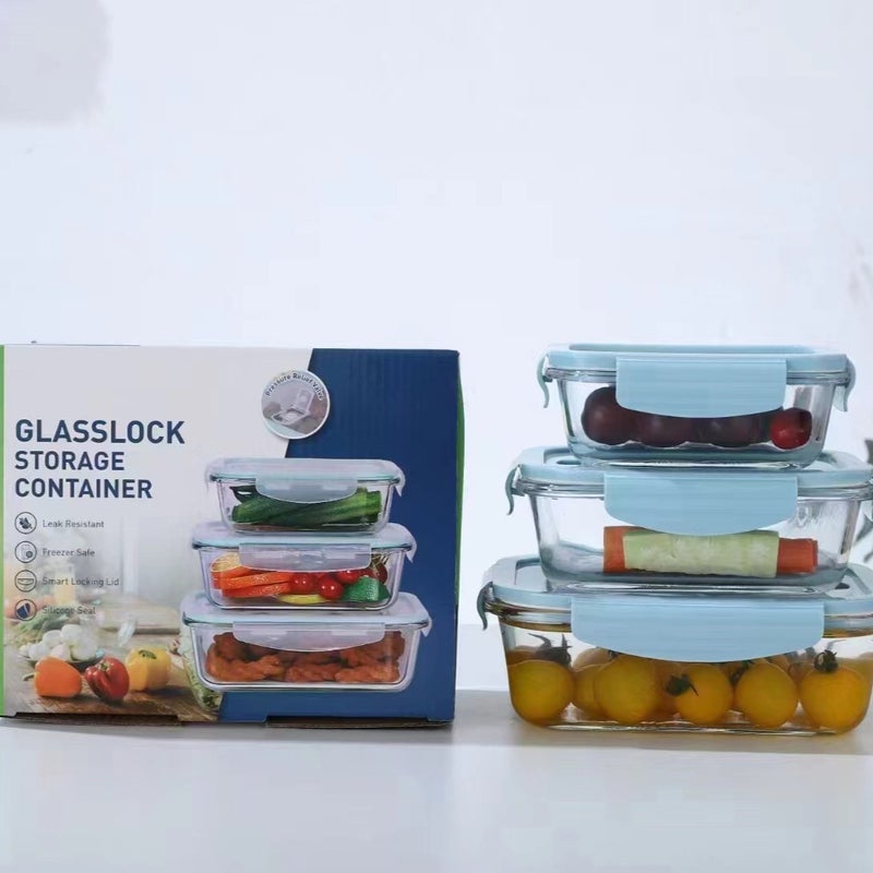 Glass Food Storage Containers Set with Lids, Microwave Safe - Image 1