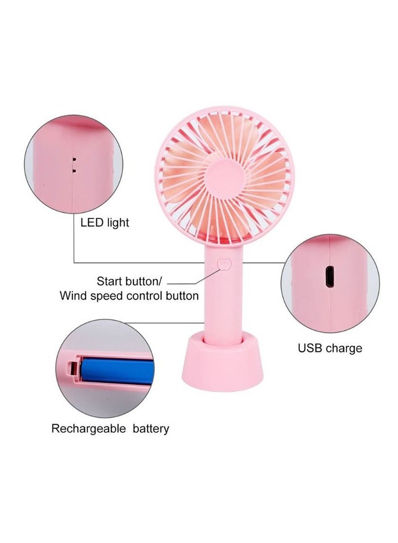 JOLLITY LLC Mini Handheld Fan Portable Rechargeable Battery Operated Cooling Desktop with Base 3 Modes for Home Office Travel Outdoor (Pink) - Image 4