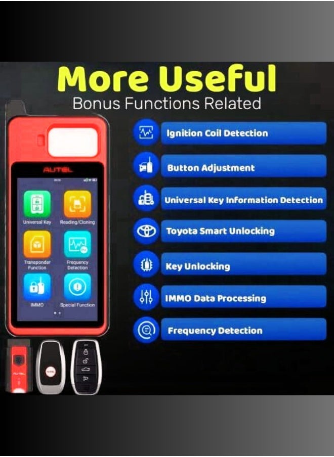 Autel - KM100E Key FOB Programming Tool Autel MaxiIm Car Key Immobilizer Read Write Clone Chip Transponder Simulation Frequency Detection with Blank Autel IKEY for Universal Key Generation - Image 1