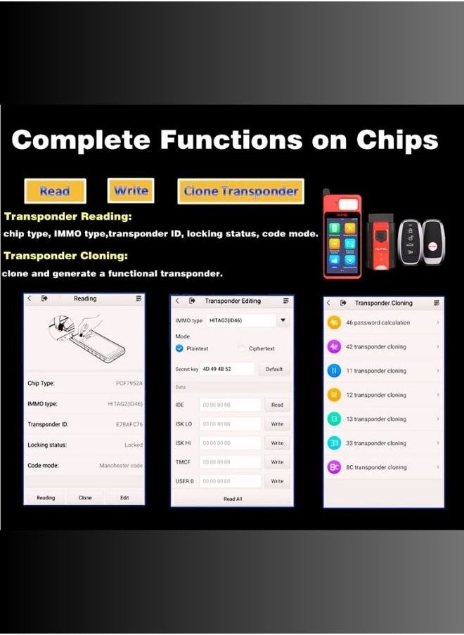 Autel - KM100E Key FOB Programming Tool Autel MaxiIm Car Key Immobilizer Read Write Clone Chip Transponder Simulation Frequency Detection with Blank Autel IKEY for Universal Key Generation - Image 1