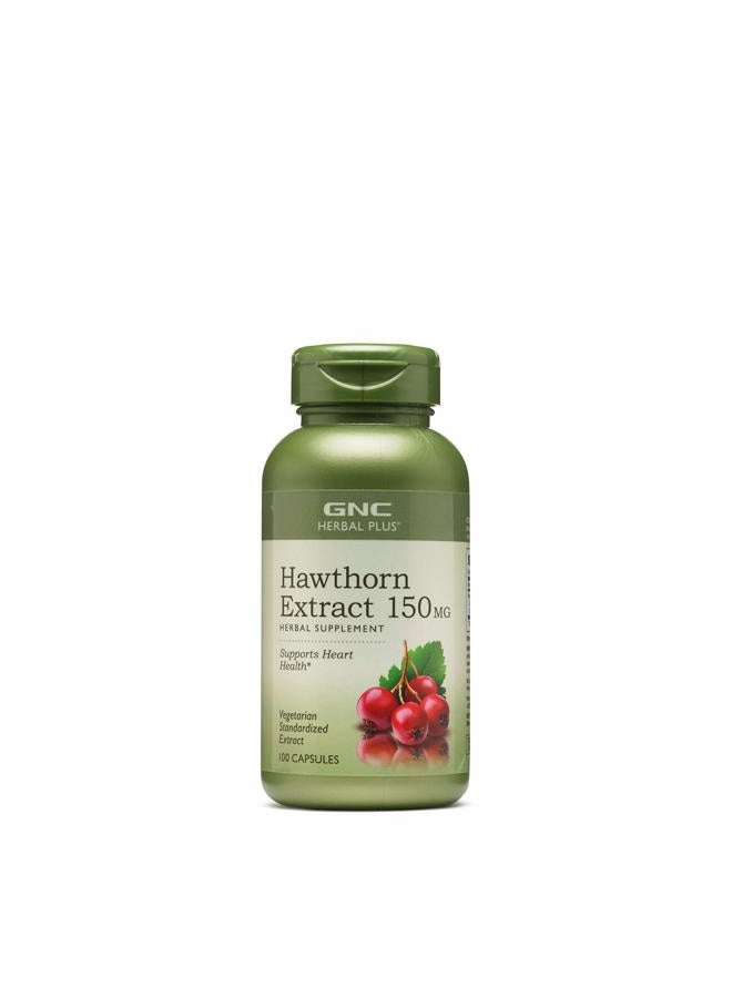 GNC Herbal Plus Hawthorn Extract 150mg, Caps 100 - Image 1