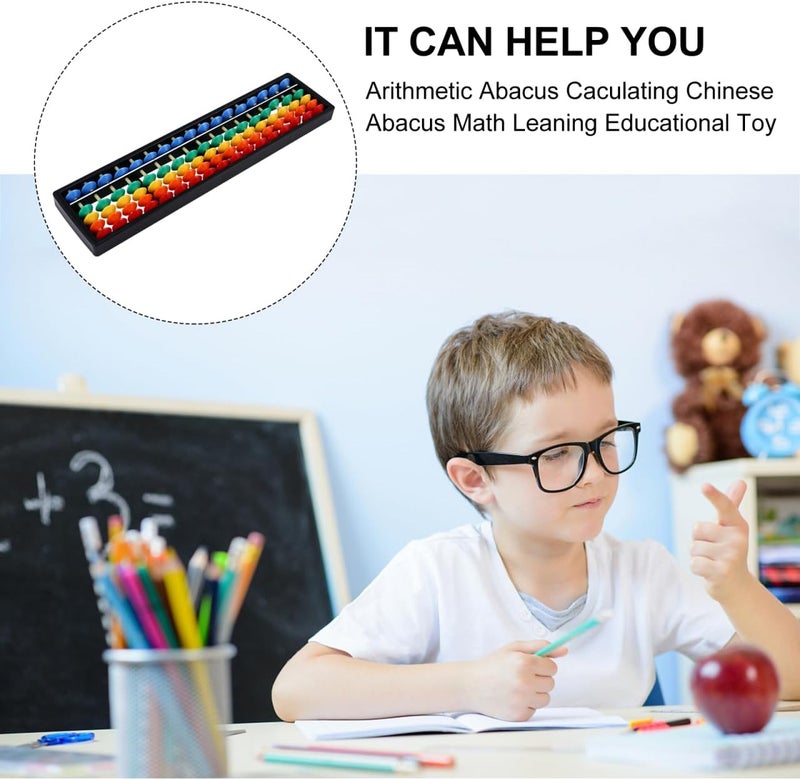 Alipis Arithmetic Abacus Math Counting Toy 17 Digits Rods with Colorful Beads, Chinese Abacus Mathematics Learning Aid Tool - Image 4