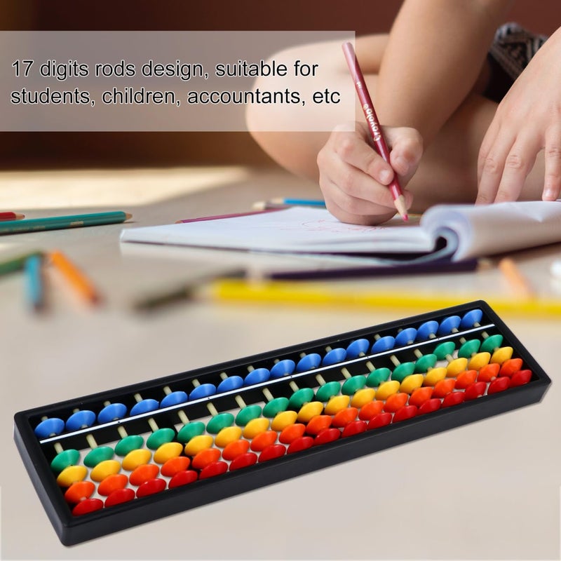 Alipis Arithmetic Abacus Math Counting Toy 17 Digits Rods with Colorful Beads, Chinese Abacus Mathematics Learning Aid Tool - Image 3