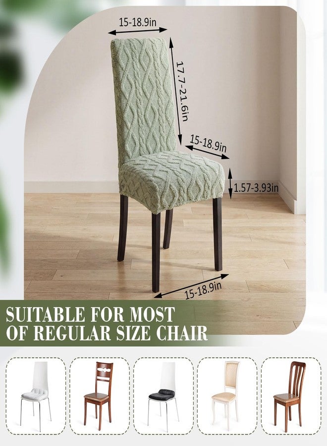 Moukeren 4 Pack Decorative Stretch Jacquard Dining Chair Covers Boho Faux Fur Chair Covers Removable Washable Slipcovers Protector for Bedroom, Living Rooms, Kitchen, Hotel, Banquet (Sage Green) - Image 2