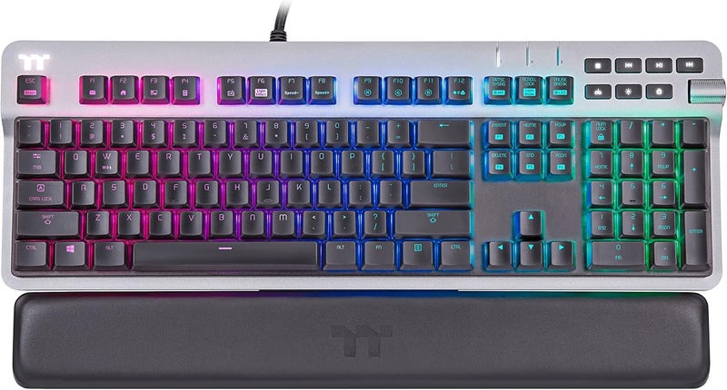 Thermaltake Argent K6 RGB Low Profile Mechanical Gaming Keyboard Cherry MX Red Alumiunm Top Plate Multifucntion Knob Wrist Rest GKBKB6LRSRUS01 - Image 2