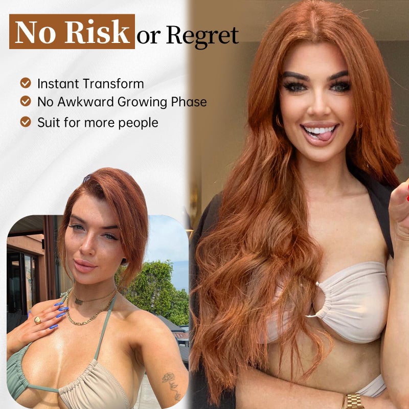 AISI HAIR Auburn Wigs for Women, Long Wavy Lace Hairline Middle Part Synthetic Heat Resistant Wig for Daily Party-26 Inch - Image 4