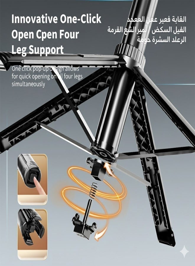 Neyecam 71"(1.8M) Multifunctional Selfie Stick with Quad-Leg Tripod Base, Bluetooth Wireless Remote, Portable Retractable Design, Compatible with Phones & Cameras (1/4" Screw) for Travel, TikTok, Vlogging & Group Photos - Image 5