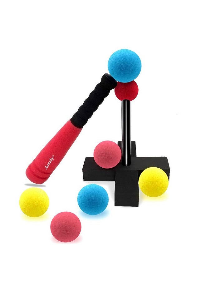 Aoneky Mini Foam Tball Set for Toddlers - Carry Bag Included - Best Baseball T Ball Toys for Kids Age 1 Years Old (Red) - Image 1