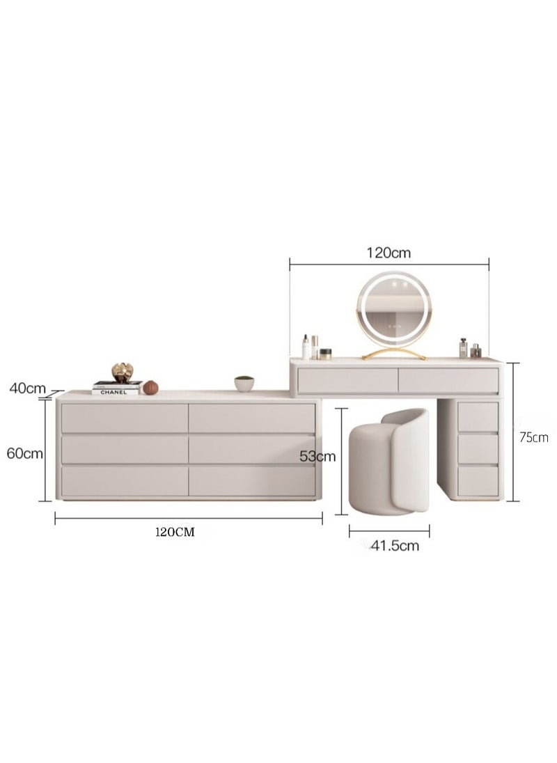 AWD Dressing Table Organizer with Mirror Light, Dressing Table with Chair, Modern Style Vanity Table for Women's Makeup Desk with Storage Drawers, Women's Bedroom Vanity Desk.  - Image 5