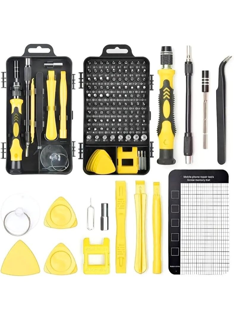Relex 115-in-1 Precision Screwdriver Sets, Professional Repair Tool Kit with Flat Head & Multiple Bits for Electronics, Phone, Watch, Automotive Maintenance - Magnetic, Non-Slip Handle & Tweezers (Yellow) - Image 2