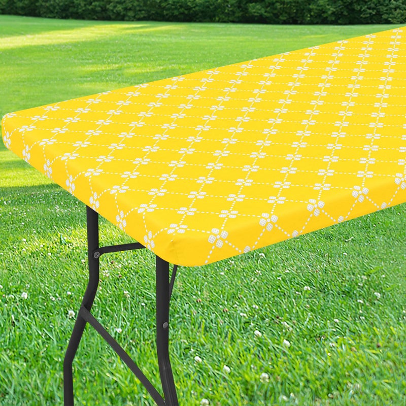 Misaya Rectangle Vinyl Table Table Tableloth مرنة مرنة مع وجود غطاء طاولة بلاستيكي مقاوم للمخاطر يناسب 8 أقدام طاولات قابلة للطي للتخييم الداخلي والخارجي (أصفر 30 "" × 96 "") - Image 1
