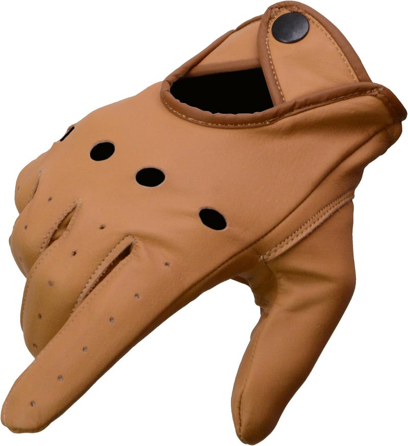 Milwaukee Leather قفازات ميلووكي ليدر MG7507 للرجال بلون رمادي من الجلد المثقب كاملة الأصابع لركوب الدراجات النارية مع تهوية "مفصل مفتوح" - Image 2