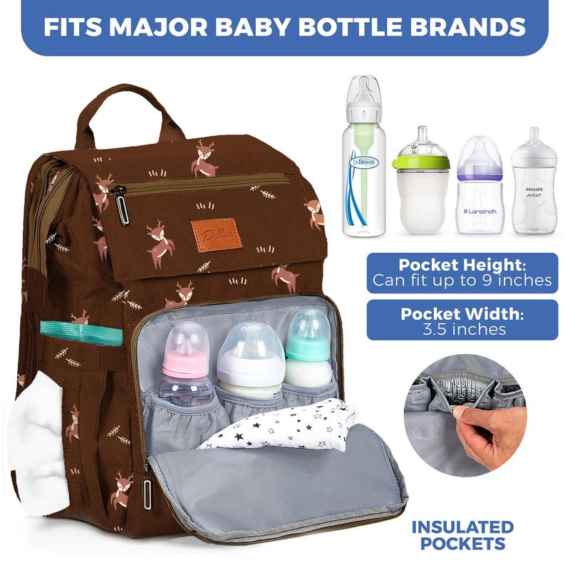 PILLANI Baby Diaper Bag Backpack - Large Bag for Boys & Girls, Waterproof Diaper Backpack - Travel Diaper Bags w/Changing Pad, Baby Registry Search & Shower Gifts - Essentials Must Haves Newborn Stuff - Image 4