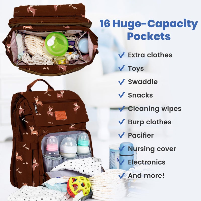 PILLANI Baby Diaper Bag Backpack - Large Bag for Boys & Girls, Waterproof Diaper Backpack - Travel Diaper Bags w/Changing Pad, Baby Registry Search & Shower Gifts - Essentials Must Haves Newborn Stuff - Image 3