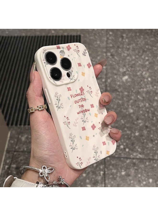 NIBEMINENT English Floral Pattern Protective TPU Case Cover For iPhone 14 Plus, Antique White