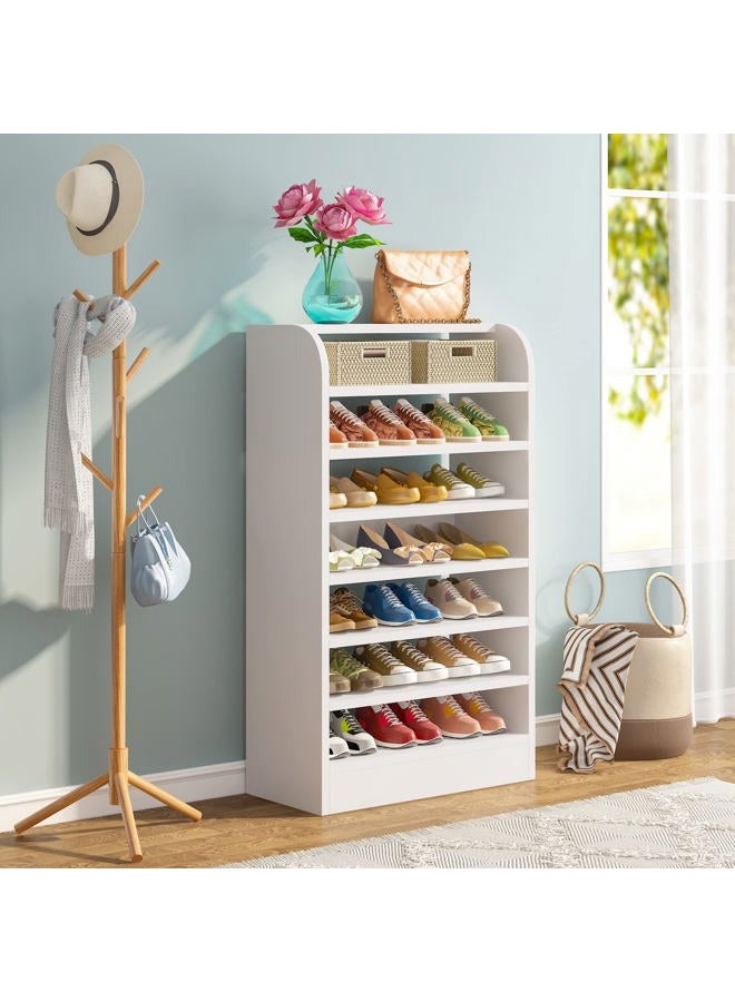 Tribesigns Shoe Rack, 8-Tier Tall Shoe Shelf, Wooden Shoe Storage Cabinet, White - Image 4