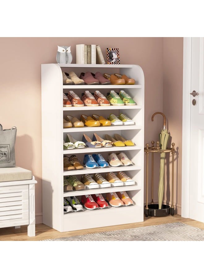 Tribesigns Shoe Rack, 8-Tier Tall Shoe Shelf, Wooden Shoe Storage Cabinet, White - Image 1
