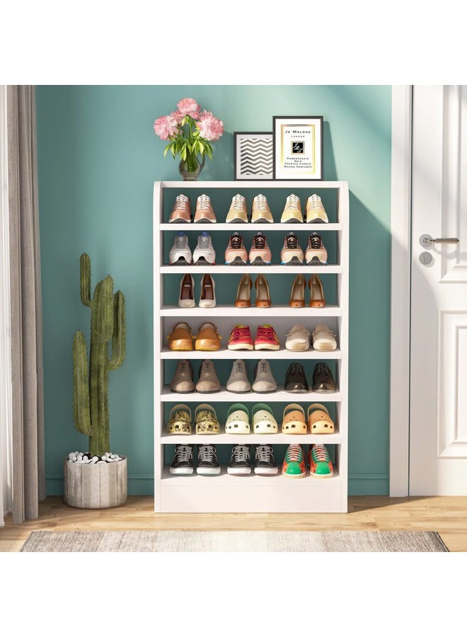 Tribesigns Shoe Rack, 8-Tier Tall Shoe Shelf, Wooden Shoe Storage Cabinet, White - Image 2