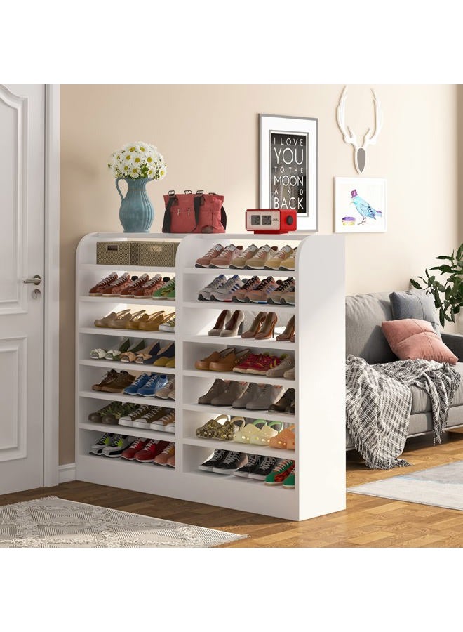 Tribesigns Shoe Rack, 8-Tier Tall Shoe Shelf, Wooden Shoe Storage Cabinet, White - Image 3