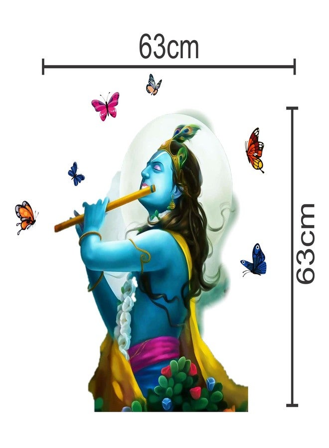 Sticker Yard Krishna Flute Butterflies Vinyl Multicolor Wall Stickers Standard Size 63X63CM - Image 3