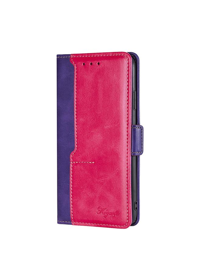 اس-توب جراب هاتف OPPO Realme 9 Pro+ مصنوع من الجلد بلون متباين مع مشبك جانبي - Image 2