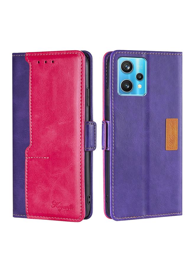 اس-توب جراب هاتف OPPO Realme 9 Pro+ مصنوع من الجلد بلون متباين مع مشبك جانبي - Image 1