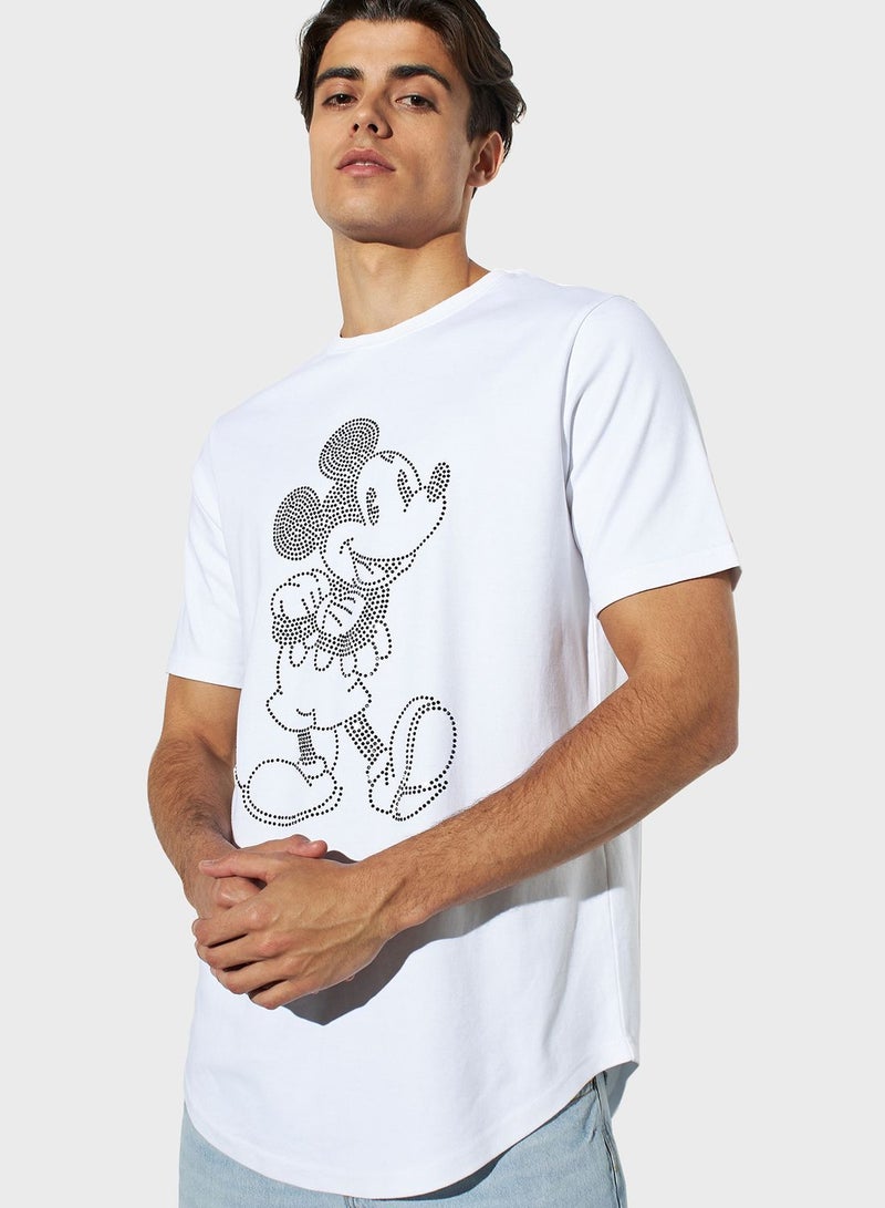 SP Characters Mickey Mouse Embellished Crew Neck T-Shirt - Image 1