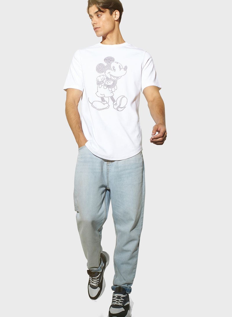 SP Characters Mickey Mouse Embellished Crew Neck T-Shirt - Image 4
