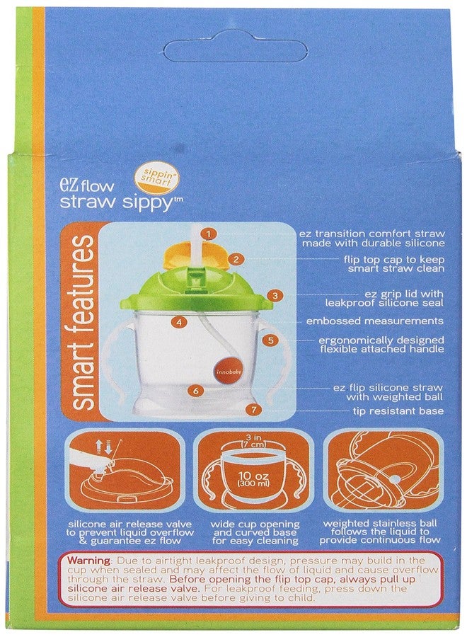 Innobaby Sippin' Smart EZ Flow Straw Sippy Cup, Green, 10 Ounce - Image 3