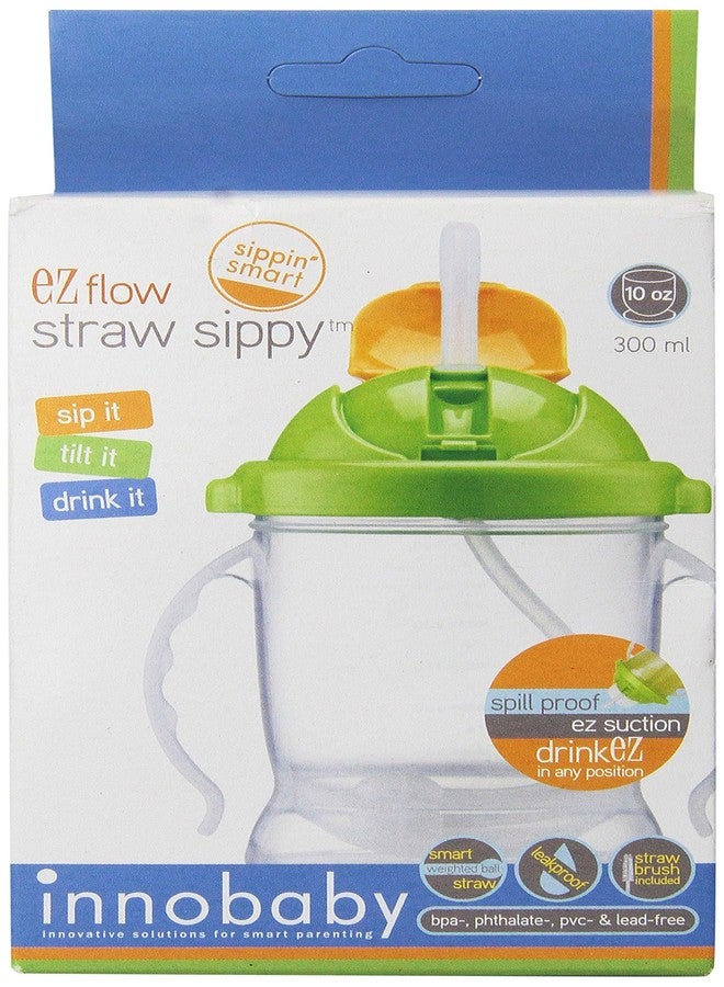 Innobaby Sippin' Smart EZ Flow Straw Sippy Cup, Green, 10 Ounce - Image 1