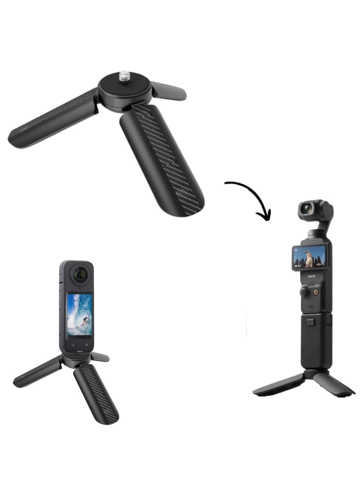 QIRG Mini Tripod Desktop Stand Extension Holder Compatible with DJI OSMO Pocket 4/3/ Pocket 2, DJI Action 4/3, Insta360 X2/ X3/ X4, Gopro Camera Accessories