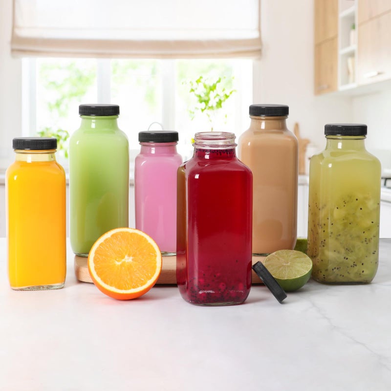 SZUAH 8 oz Glass Juice Bottles with Lids 6 Pack,Reusable Water Bottle,Juicing Bottles for Smoothies, Milk, Storage, Small and portable(240mlï¼ŒSet of 6) - Image 3
