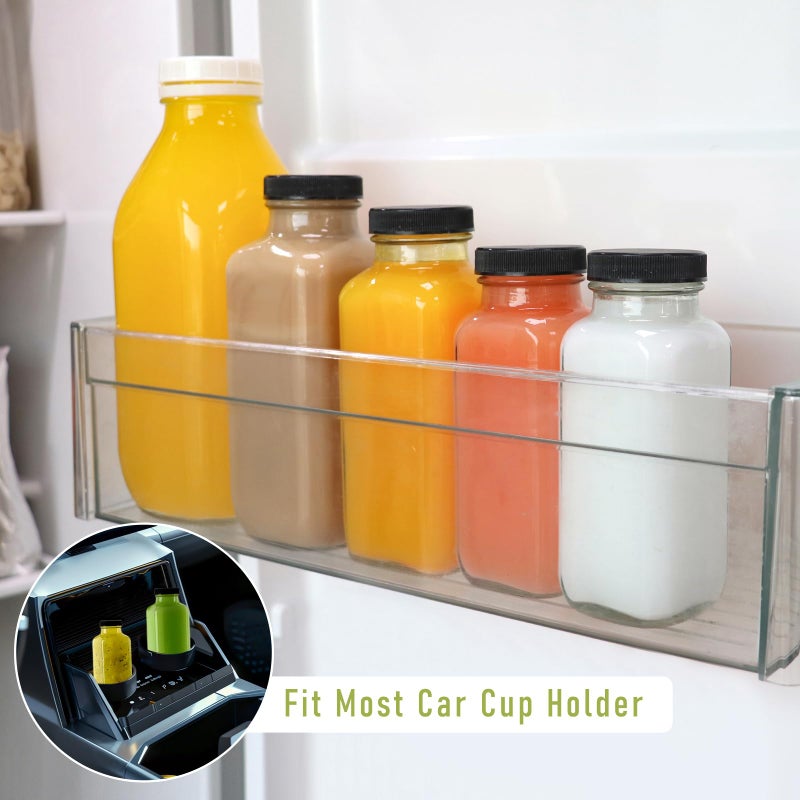SZUAH 8 oz Glass Juice Bottles with Lids 6 Pack,Reusable Water Bottle,Juicing Bottles for Smoothies, Milk, Storage, Small and portable(240mlï¼ŒSet of 6) - Image 4