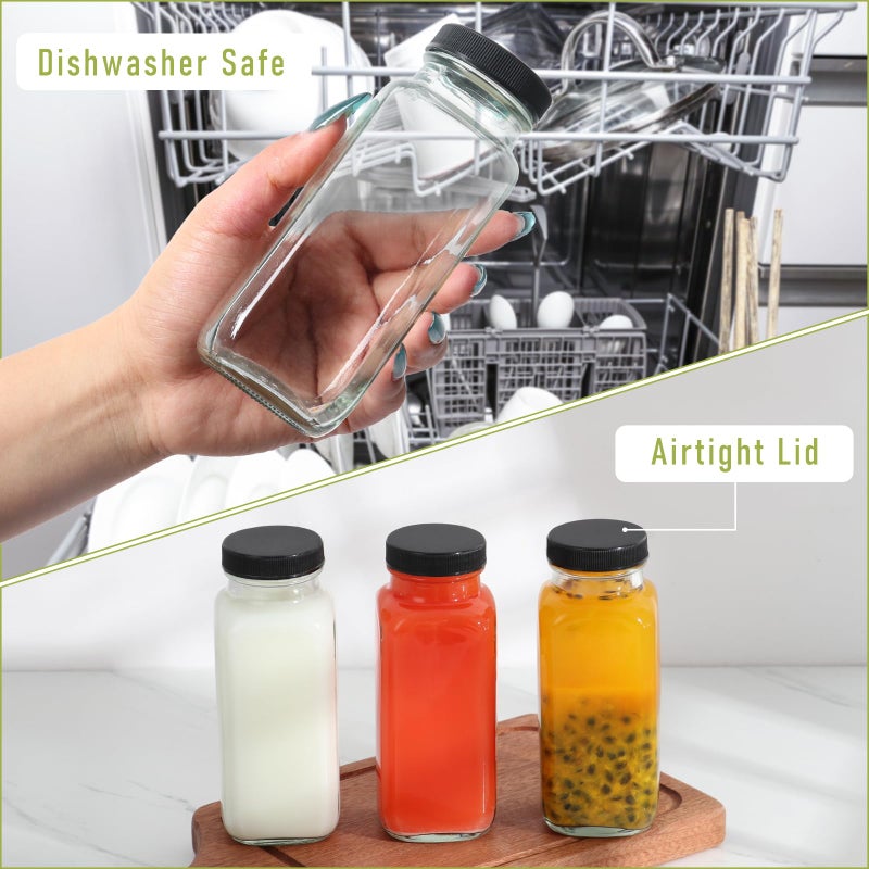 SZUAH 8 oz Glass Juice Bottles with Lids 6 Pack,Reusable Water Bottle,Juicing Bottles for Smoothies, Milk, Storage, Small and portable(240mlï¼ŒSet of 6) - Image 5