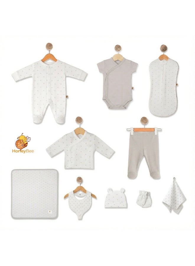 HoneyBee Newborn Essentials Set-100% Organic Cotton, 10-Pcs Baby Gift Set for Boys & Girls (0-3) - Made in Turkey - Image 1