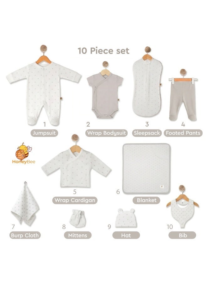 HoneyBee Newborn Essentials Set-100% Organic Cotton, 10-Pcs Baby Gift Set for Boys & Girls (0-3) - Made in Turkey - Image 2