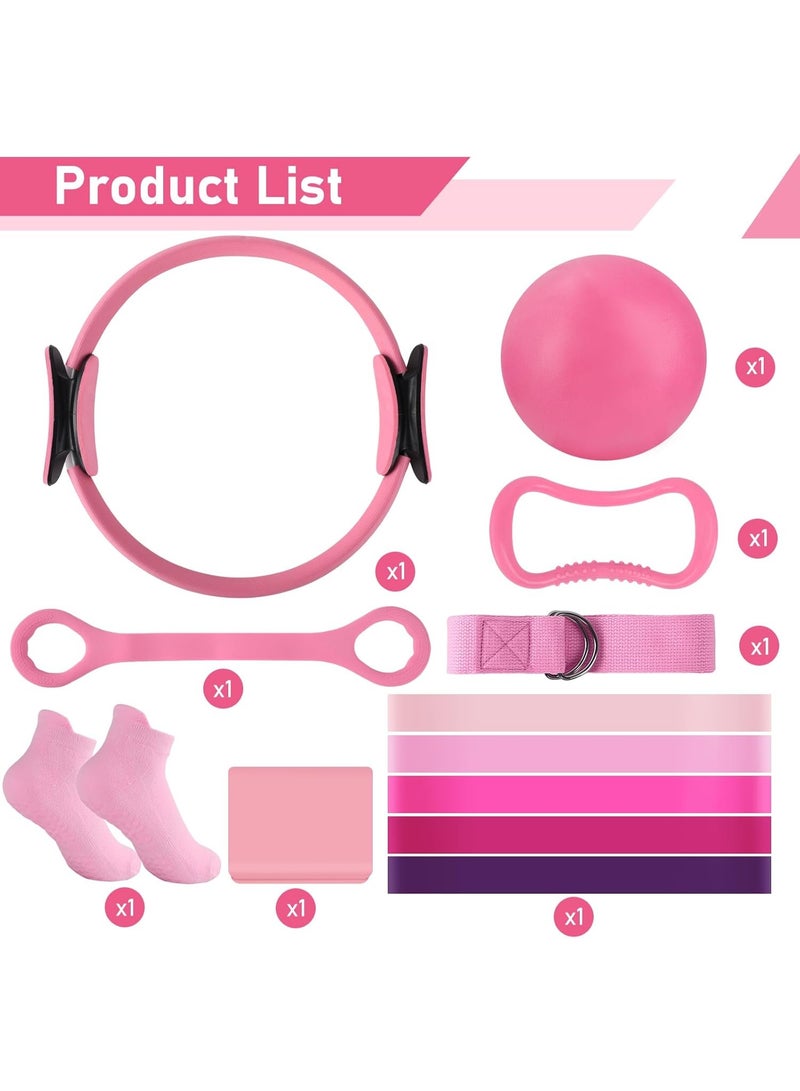 والالا مجموعة أدوات بيلاتيس الأساسية للسيدات، مجموعة من 13 قطعة من معدات بيلاتيس المنزلية، تتضمن حلقة بيلاتيس، وأشرطة مقاومة، وكرة يوغا - ملحقات لتمارين اللياقة البدنية المنزلية والمبتدئين - Image 2