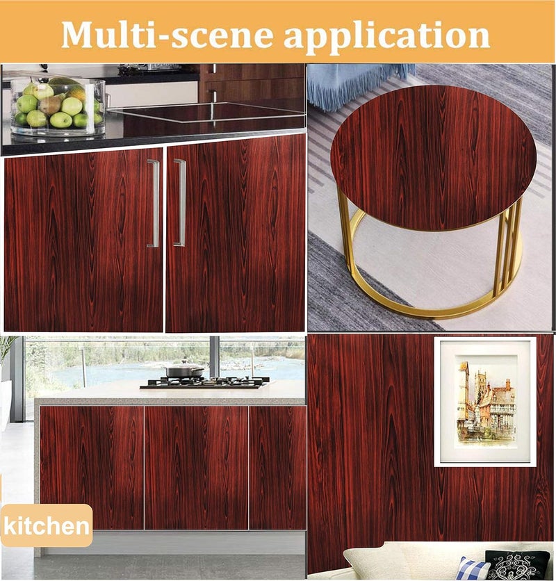 ELTON Vinyl Mahogany Oak Wood Kitchen Cupboard Liner for Table Top 2x12ft Brown - Image 4