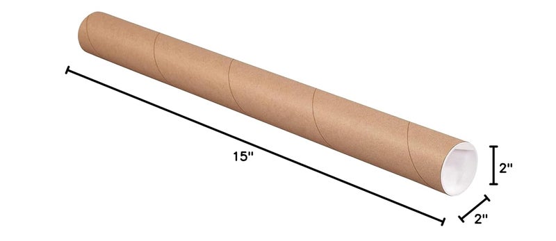 Aviditi Mailing Tubes with Caps, 2"L x 15"W, 50-Pack | Cardboard Tube Mailer for Poster Box, Blueprint, Teachers, Artwork, Long Art Holder 2x15 - Image 5