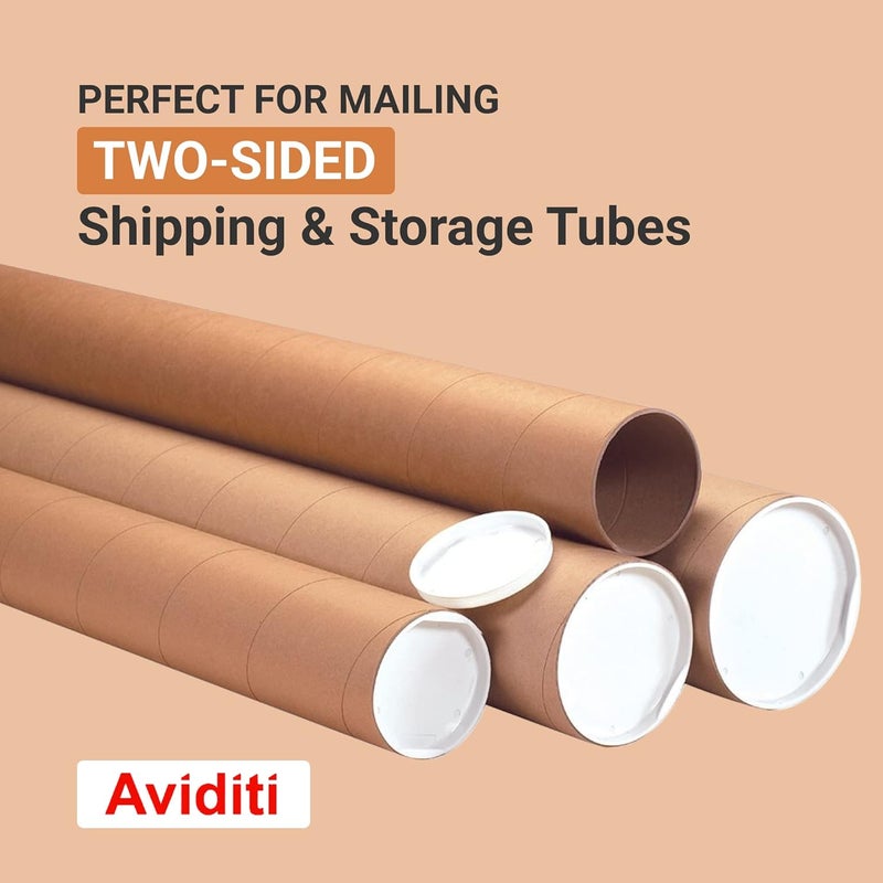 Aviditi Mailing Tubes with Caps, 2"L x 15"W, 50-Pack | Cardboard Tube Mailer for Poster Box, Blueprint, Teachers, Artwork, Long Art Holder 2x15 - Image 3