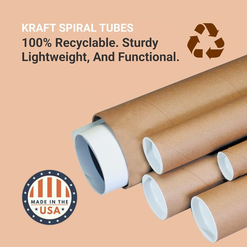 Aviditi Mailing Tubes with Caps, 2"L x 15"W, 50-Pack | Cardboard Tube Mailer for Poster Box, Blueprint, Teachers, Artwork, Long Art Holder 2x15 - Image 4