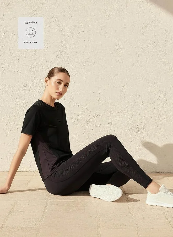 Splash Active Black Women 2 Way Stretch Performance T-shirt for Women | Best Price UAE