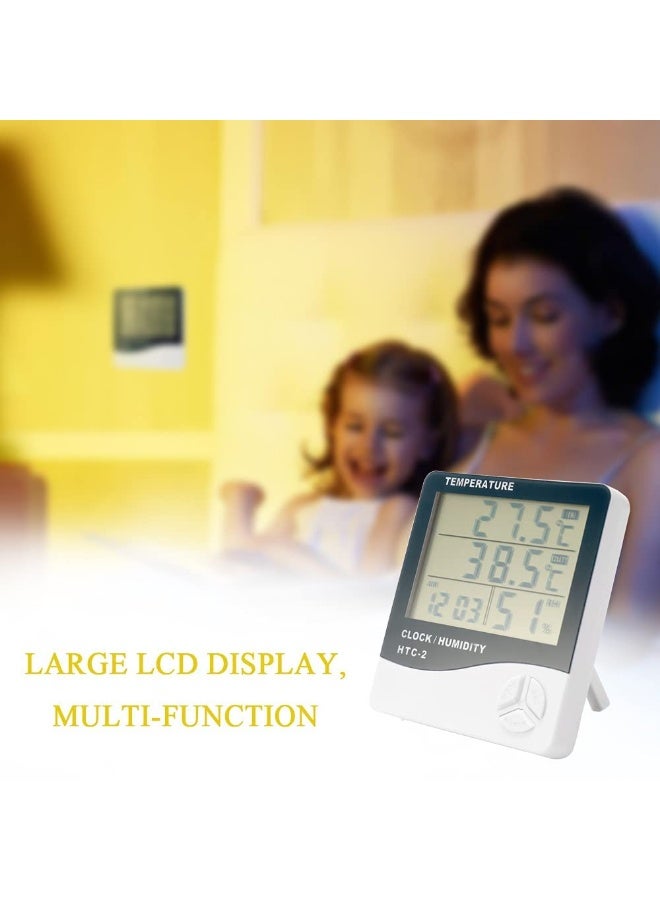 AMM HTC-2 Digital Thermo-Hygrometer with Indoor/Outdoor Temperature Meter, Humidity Display & Clock – Large LCD Screen - Image 2